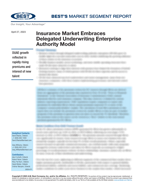 Market Segment Report: Insurance Market Embraces Delegated Underwriting Authority Enterprise Model