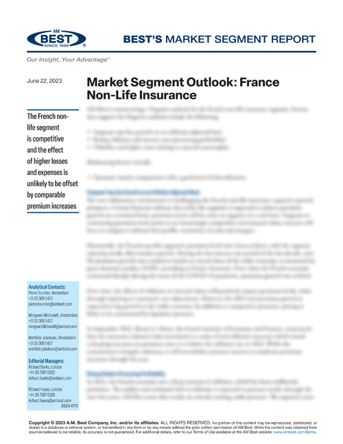 Market Segment Report: Market Segment Outlook: France Non-Life Insurance
