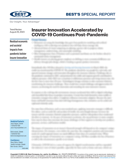 Special Report: Insurer Innovation Accelerated by COVID-19 Continues Post-Pandemic