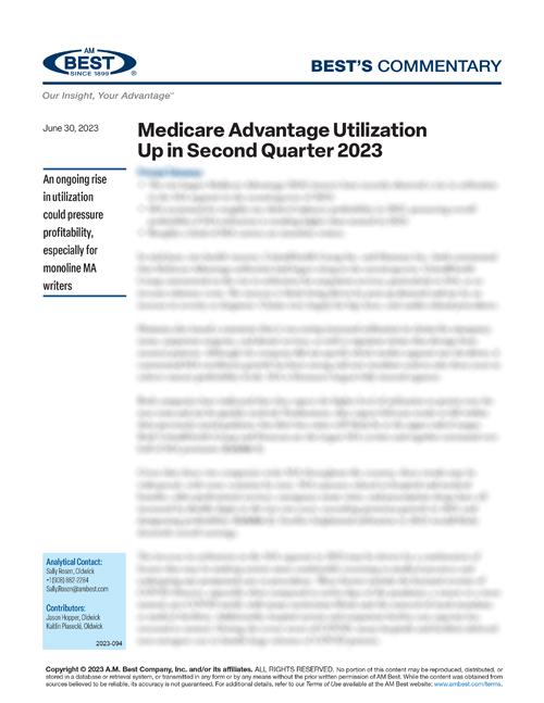 Commentary: Medicare Advantage Utilization Up in Second Quarter 2023