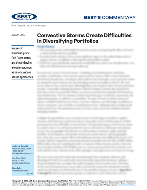 Commentary: Convective Storms Create Difficulties in Diversifying Portfolios