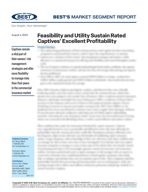 Market Segment Report: Feasibility and Utility Sustain Rated Captives’ Excellent Profitability