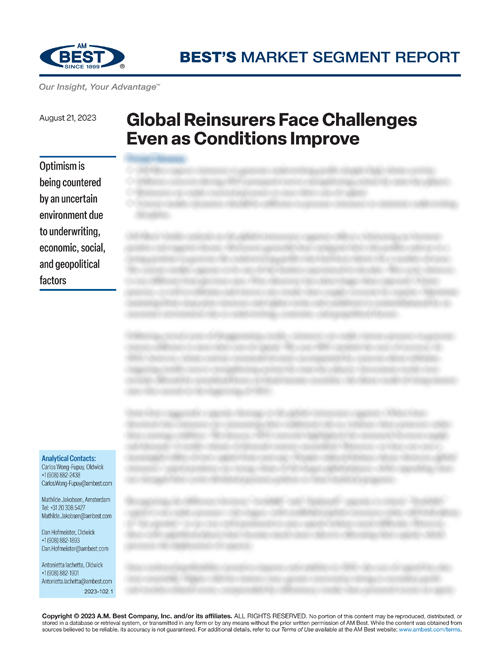Market Segment Report: Global Reinsurers Face Challenges Even as Conditions Improve