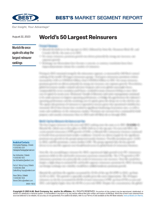 Market Segment Report: World’s 50 Largest Reinsurers