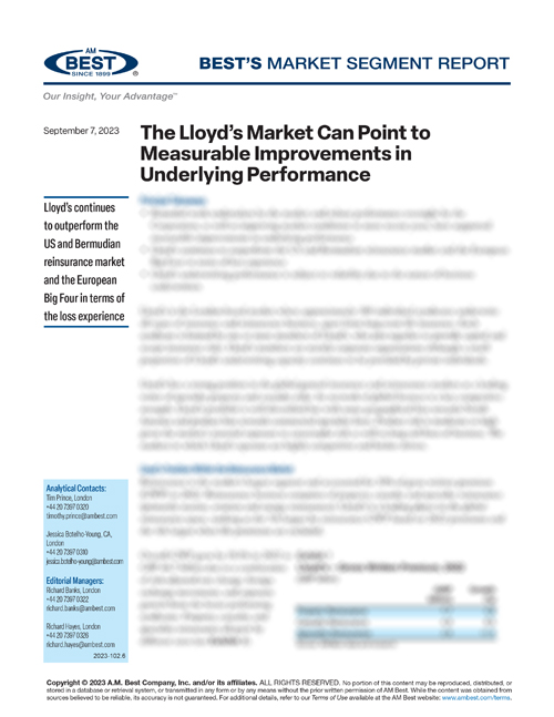 Market Segment Report: The Lloyd’s Market Can Point to Measurable Improvements in Underlying Performance