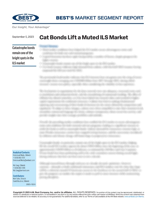 Market Segment Report: Cat Bonds Lift a Muted ILS Market
