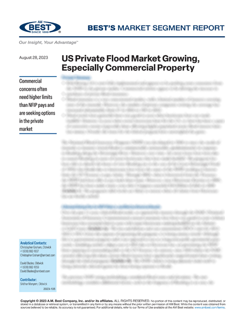 Market Segment Report: US Private Flood Market Growing, Especially Commercial Property