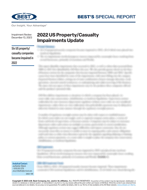 Special Report: 2022 US Property/Casualty Impairments Update