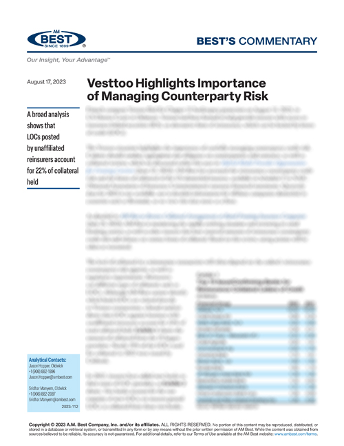 Commentary: Vesttoo Highlights Importance of Managing Counterparty Risk

