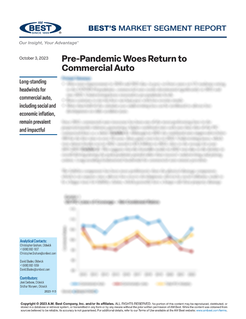 Market Segment Report: Pre-Pandemic Woes Return to Commercial Auto