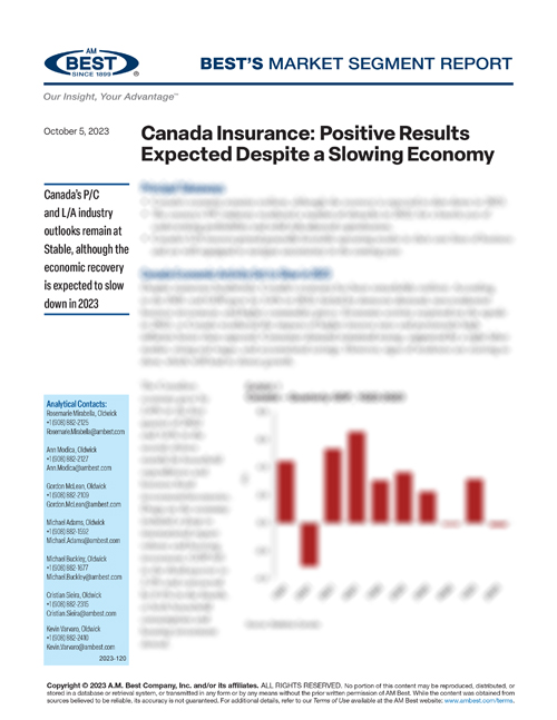 Market Segment Report: Canada Insurance: Positive Results Expected Despite a Slowing Economy