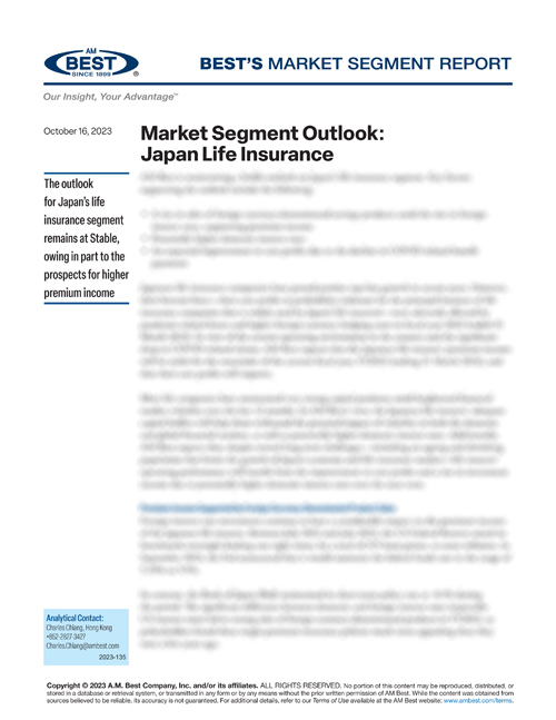 Market Segment Report: Market Segment Outlook: Japan Life Insurance