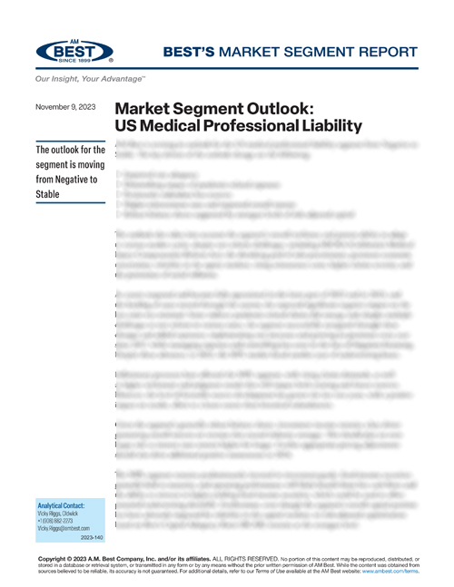 Market Segment Report: Market Segment Outlook: US Medical Professional Liability
