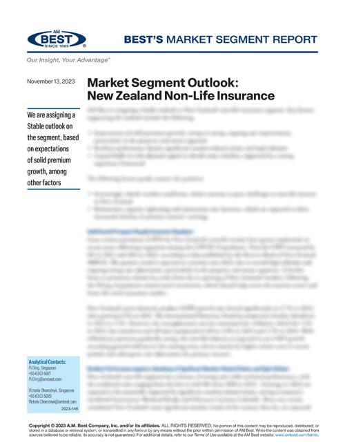 Market Segment Report: Market Segment Outlook: New Zealand Non-Life Insurance
