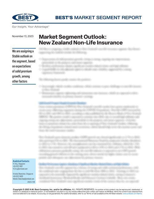 Market Segment Report: Market Segment Outlook: New Zealand Non-Life Insurance
