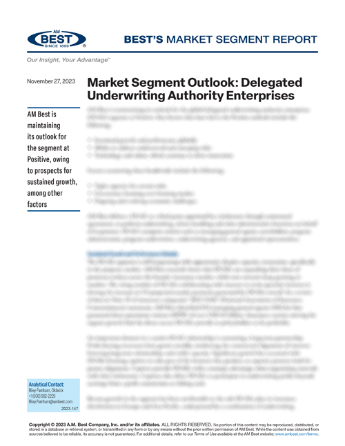 Market Segment Report: Market Segment Outlook: Delegated Underwriting Authority Enterprises