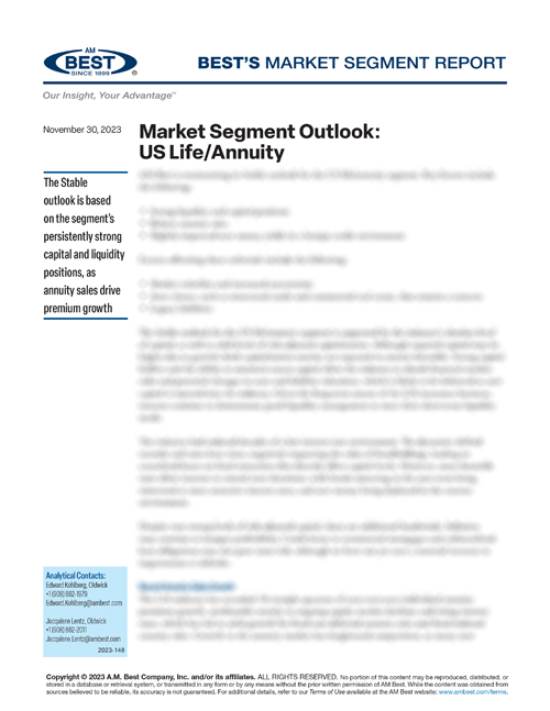 Market Segment Report: Market Segment Outlook: US Life/Annuity