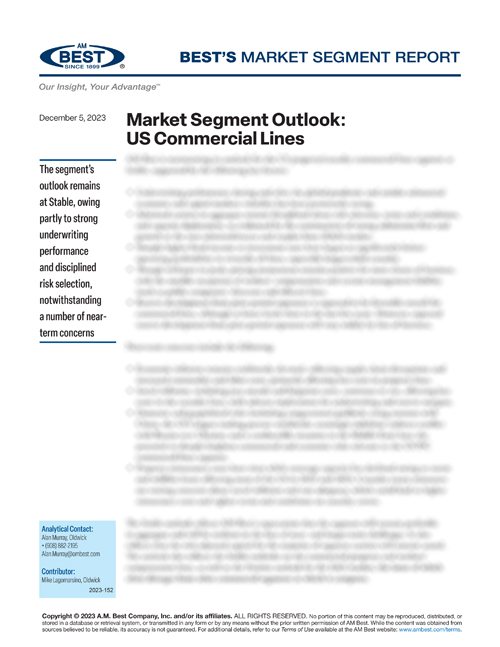 Market Segment Report: Market Segment Outlook: US Commercial Lines