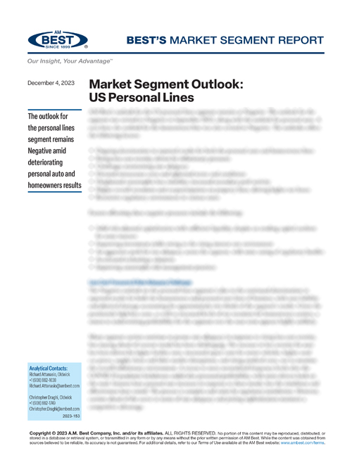 Market Segment Report: Market Segment Outlook: US Personal Lines
