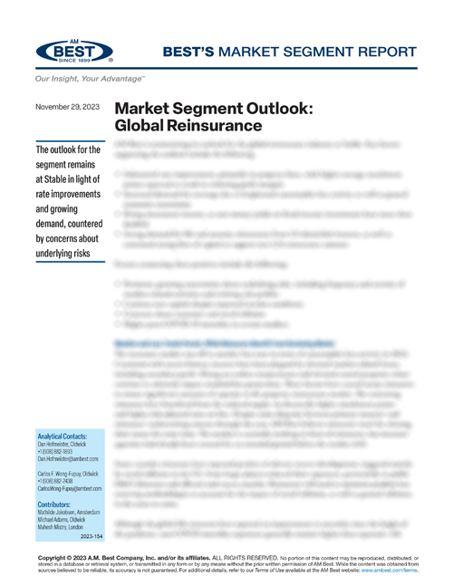 Market Segment Report: Market Segment Outlook: Global Reinsurance