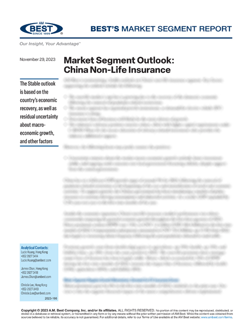 Market Segment Report: Market Segment Outlook: China Non-Life Insurance