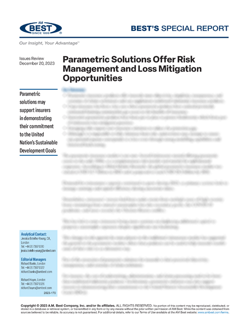 Special Report: Parametric Solutions Offer Risk Management and Loss Mitigation Opportunities
