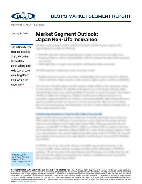 Market Segment Report: Market Segment Outlook: Japan Non-Life Insurance