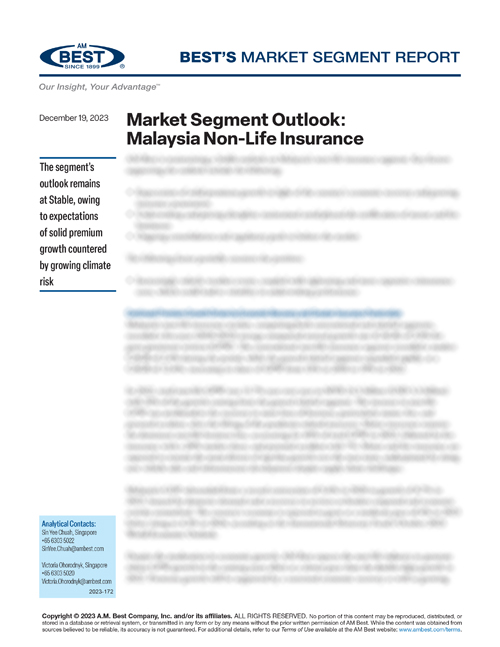 Market Segment Report: Market Segment Outlook: Malaysia Non-Life