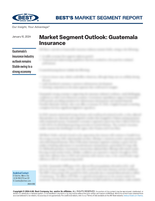 Market Segment Report: Market Segment Outlook: Guatemala Insurance