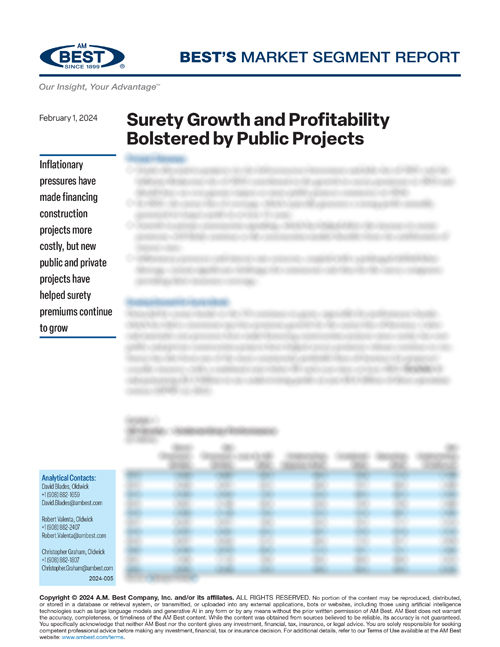 Market Segment Report: Surety Growth and Profitability Bolstered by Public Projects