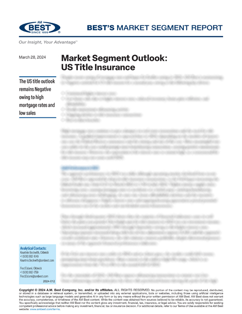 Market Segment Report: Market Segment Outlook: US Title Insurance
