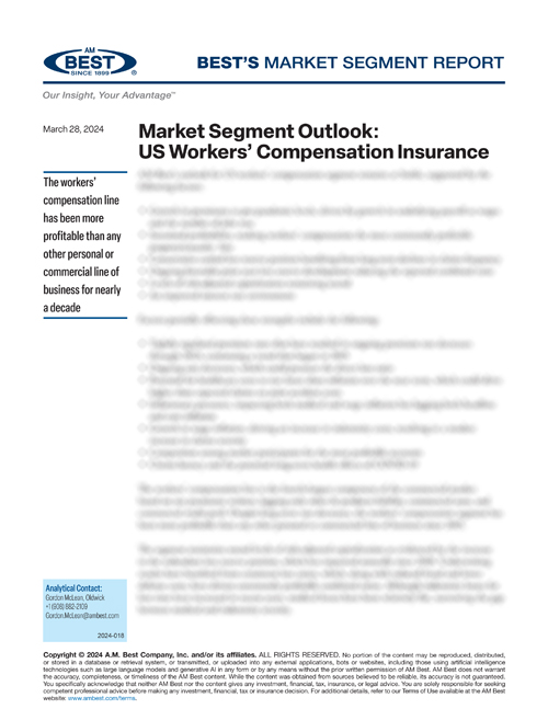 Market Segment Report: Market Segment Outlook: US Workers’ Compensation Insurance