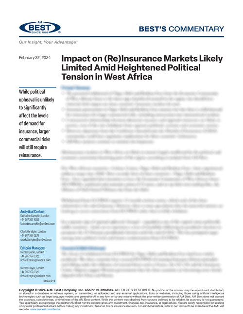 Commentary: Impact on (Re)Insurance Markets Likely Limited Amid Heightened Political Tension in West Africa