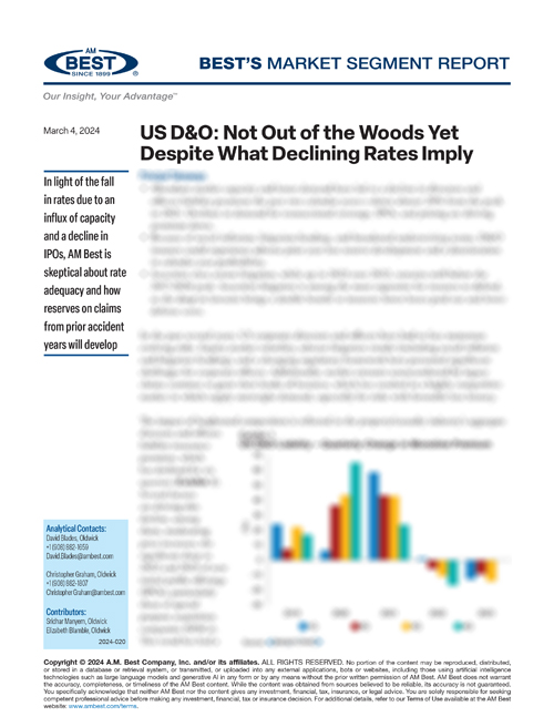 Market Segment Report: US D&O: Not Out of the Woods Yet Despite What Declining Rates Imply