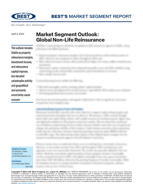 Market Segment Report: Market Segment Outlook: Global Non-Life Reinsurance