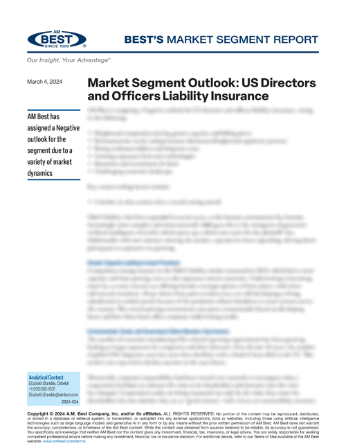 Market Segment Report: Market Segment Outlook: US Directors and Officers Liability Insurance