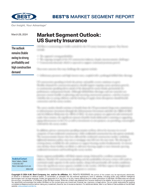 Market Segment Report: Market Segment Outlook: US Surety Insurance
