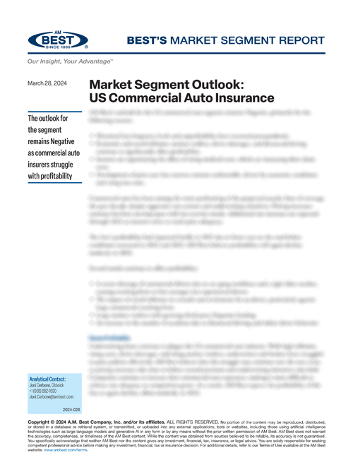 Market Segment Report: Market Segment Outlook: US Commercial Auto Insurance