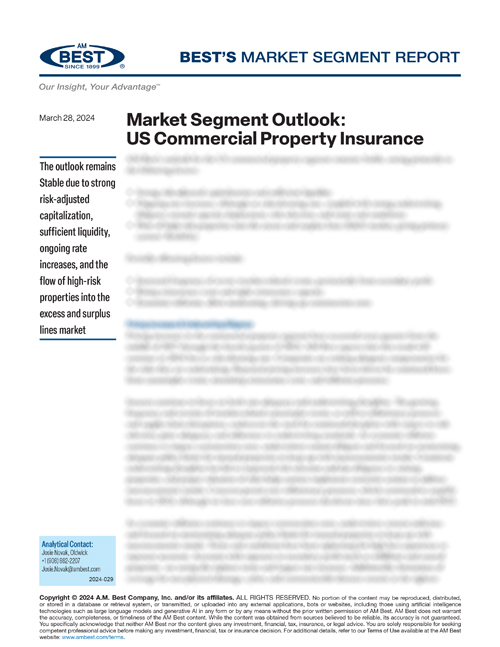 Market Segment Report: Market Segment Outlook: US Commercial Property Insurance
