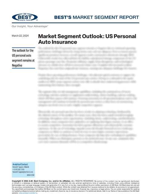 Market Segment Report: Market Segment Outlook: US Personal Auto Insurance