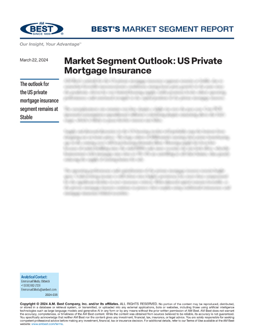 Market Segment Report: Market Segment Outlook: US Private Mortgage Insurance