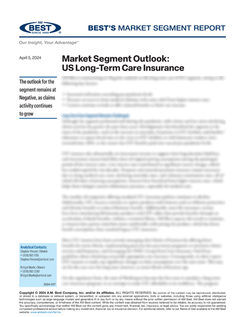 Market Segment Report: Market Segment Outlook: US Long-Term Care Insurance