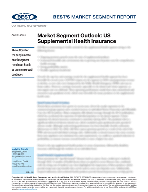Market Segment Report: Market Segment Outlook: US Supplemental Health Insurance