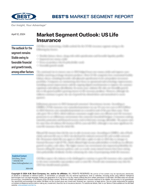 Market Segment Report: Market Segment Outlook: US Life Insurance