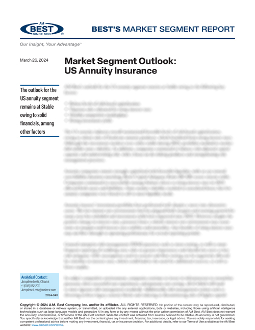 Market Segment Report: Market Segment Outlook: US Annuity Insurance