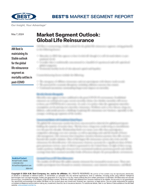 Market Segment Report: Market Segment Outlook: Global Life Reinsurance