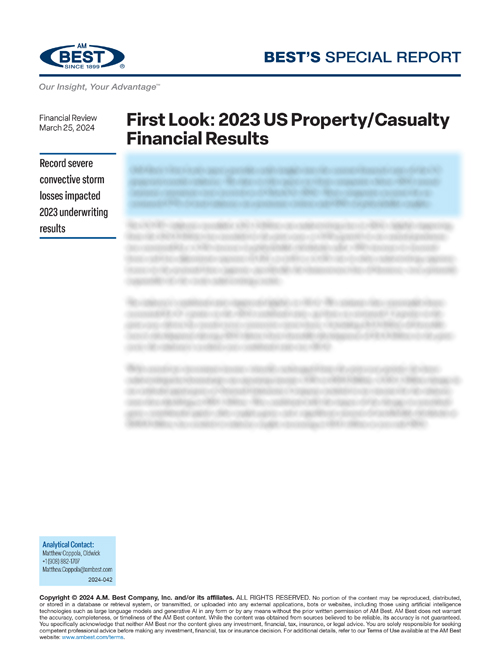Special Report: First Look: 2023 US Property/Casualty Financial Results
