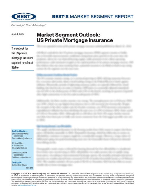 Market Segment Report: Market Segment Outlook: US Private Mortgage Insurance