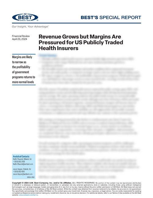 Special Report: Revenue Grows but Margins Are Pressured for US Publicly Traded Health Insurers