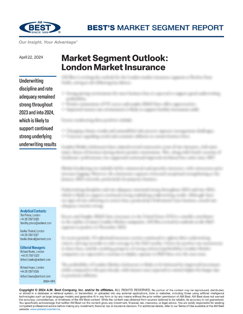 Market Segment Report: Market Segment Outlook: London Market Insurance